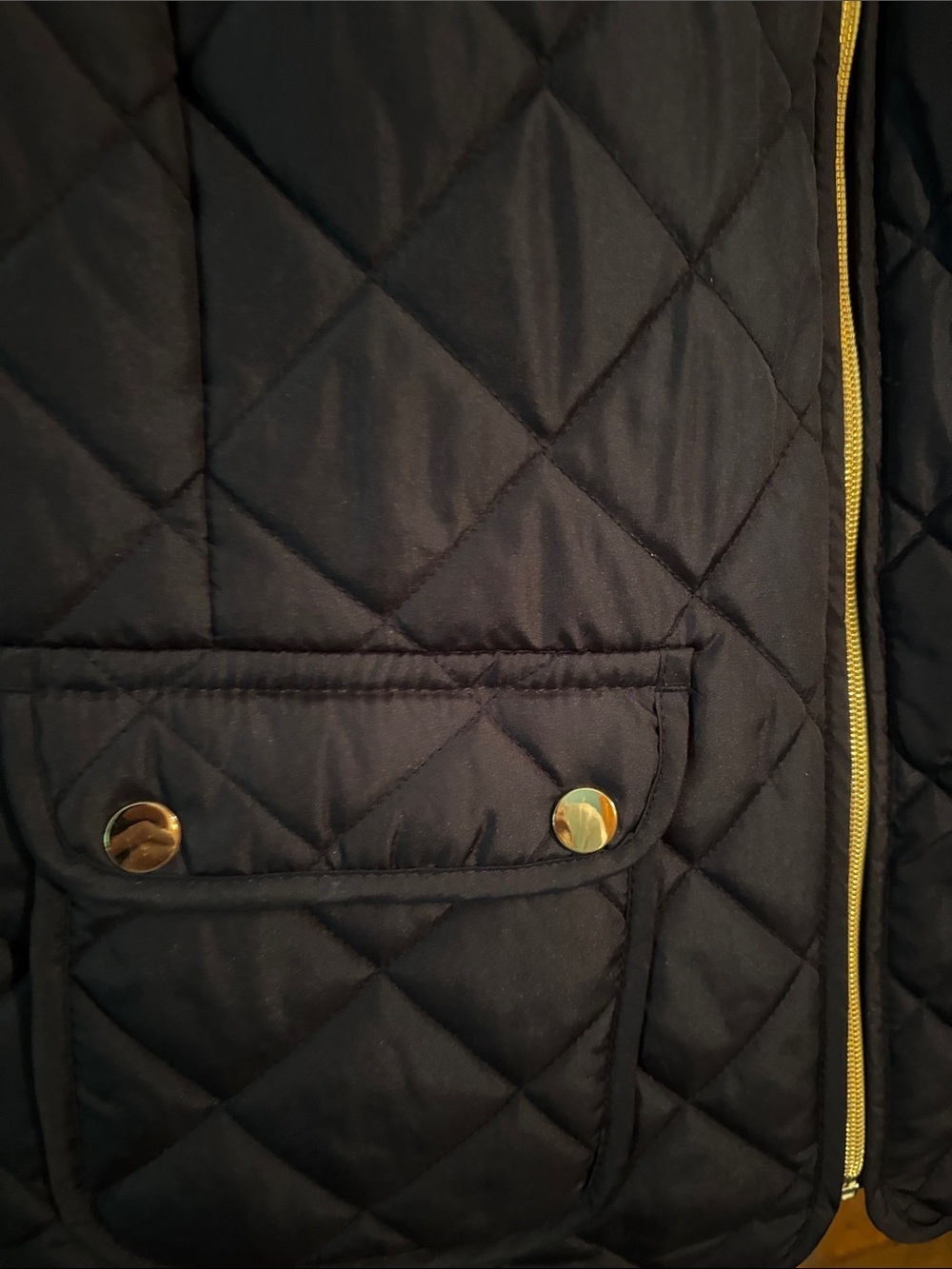 St. John's Bay Black Quilted Puffer Vest with Gold Trim - Picture 5 of 7